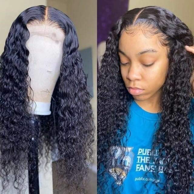 Pre plucked deep wave 13x4 lace front 100% human wig