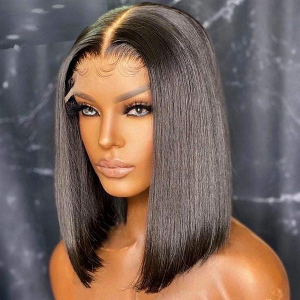 Natural black bob 13x4 lace frontal wig